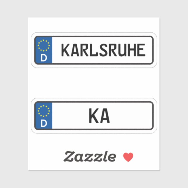 Karlsruhe kennzeichen, German Car License Plate Sticker (Sheet)