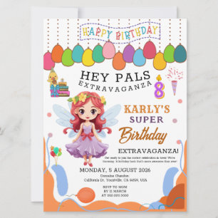 Karly's Fairy Princess 8th Birthday Invitation