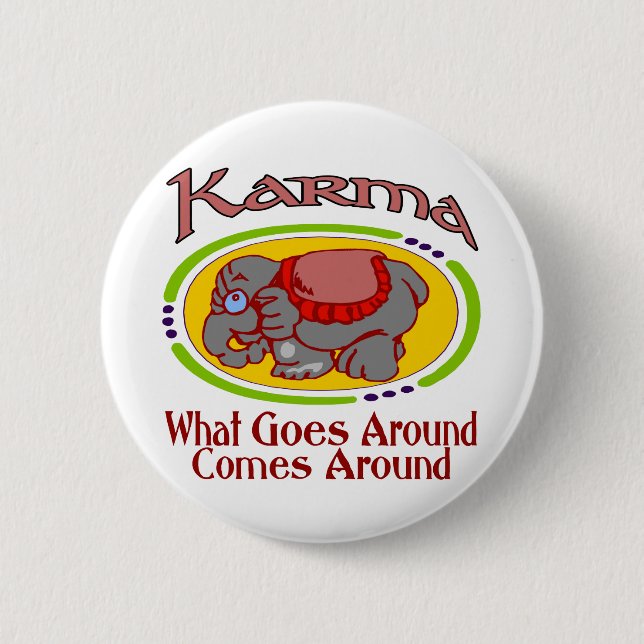 Karma Elephant Pinback Button (Front)