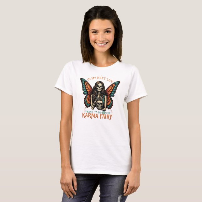 Karma Fairy Skeleton with Butterfly Wings T-Shirt (Front Full)
