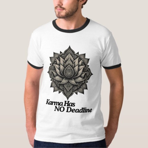 Karma Has No Deadline _ Elegant Lotus Mandala Art T_Shirt