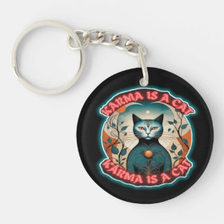 karma is a cat keychain