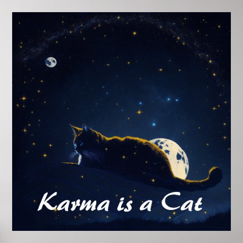 Karma is a cat purring in my lap poster