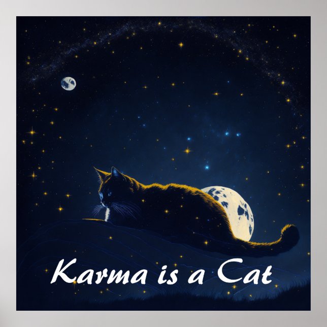 Karma is a cat purring in my lap poster (Front)