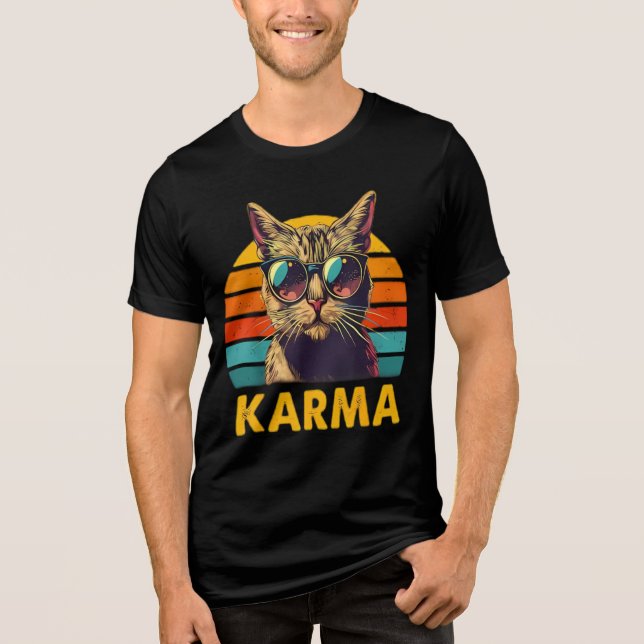 Karma is a cat Tri-Blend shirt (Front)