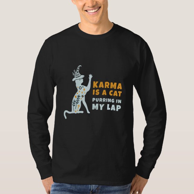 Karma Is Cat Purring On Lap Cute Black Kitten Men  T-Shirt (Front)