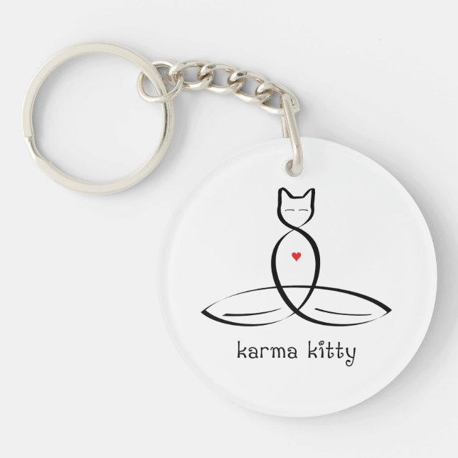 Karma Kitty - Fancy style text. Keychain (Front)