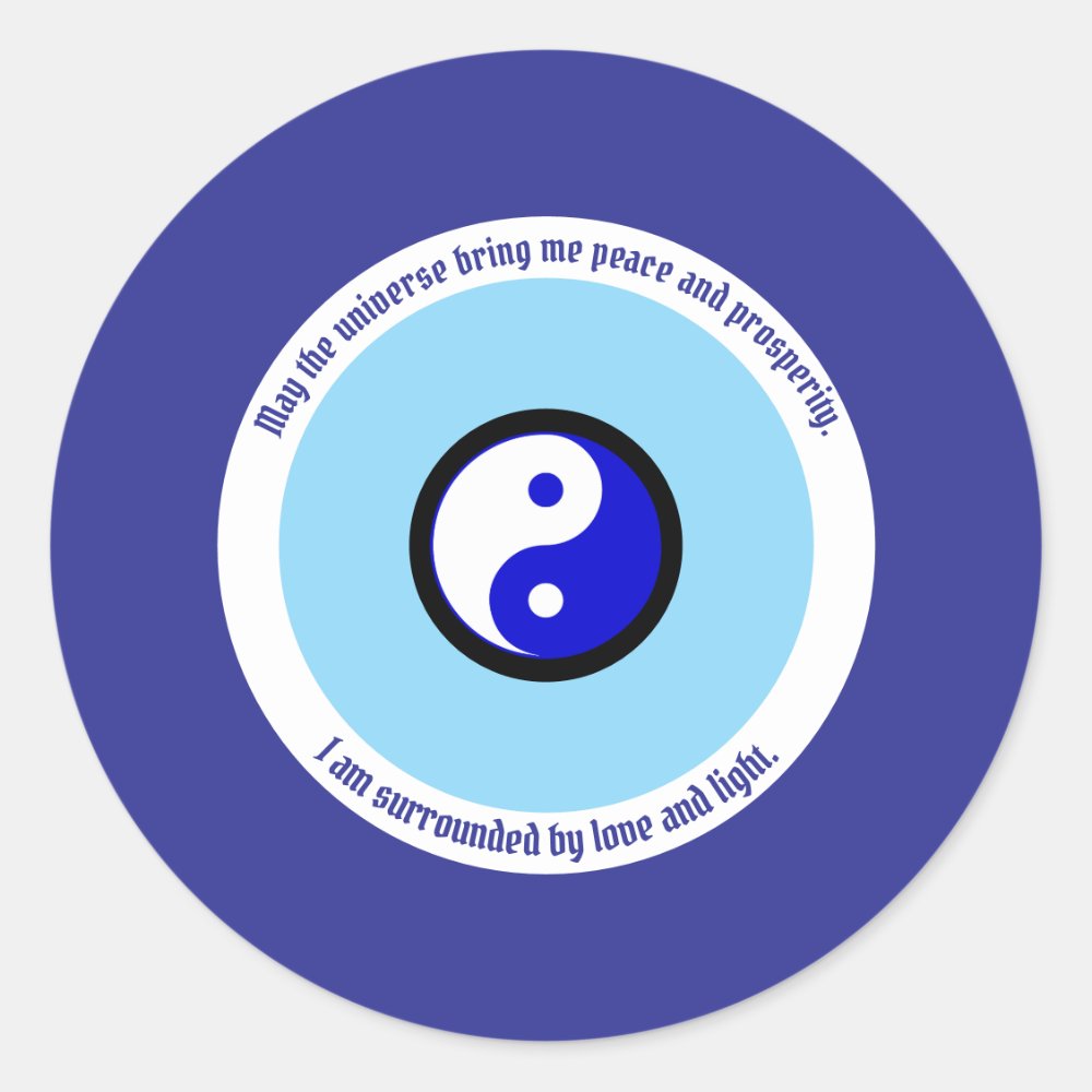 Karma Protection Dark Blue Evil Eye Yin Yang Classic Round Sticker