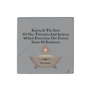 Karma Quote Sparkly Candle Spiritual Personal Stone Magnet
