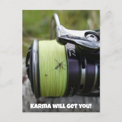 Karma will get you fishing postcard