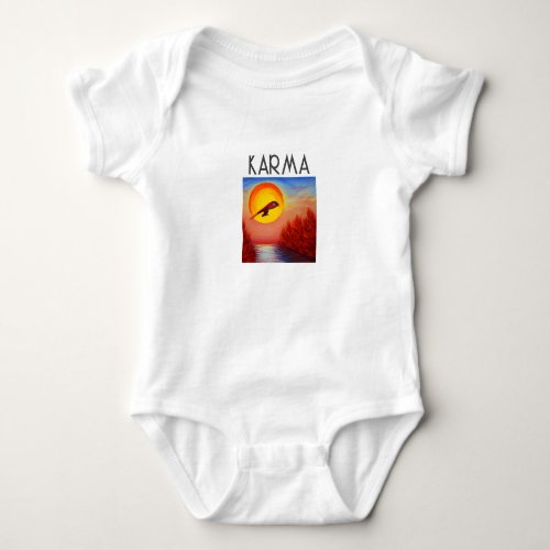 KARMA with Colorful Bird in the Sunset Baby Bodysuit