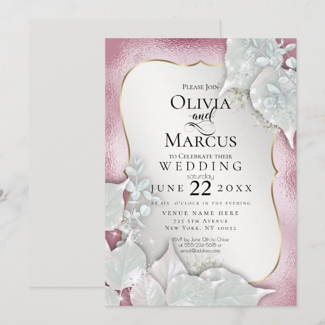  Karmila | Custom Pale Burgundy Pearl Shimmer 2 Invitation (Front/Back)