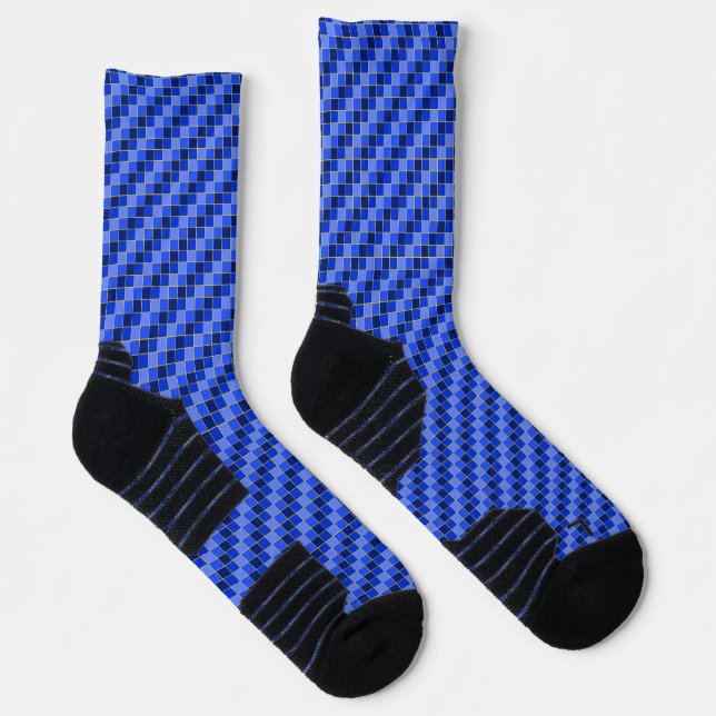 Karner Blue Butterfly Checks Blue and Yellow Socks (Right)