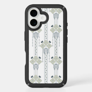 Karo flowers and curls pattern iPhone 16 case