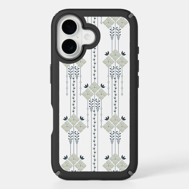 Karo flowers and curls pattern speck iPhone case (Front)