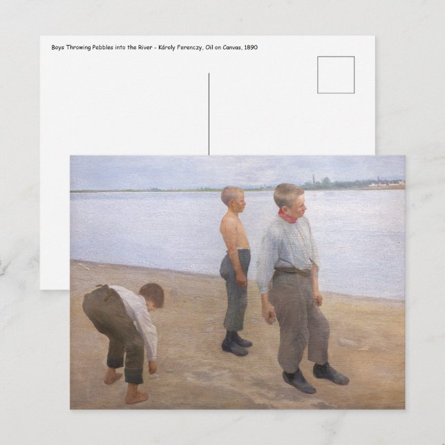 Károly Ferenczy - Boys Throwing Pebbles Postcard (Front/Back)