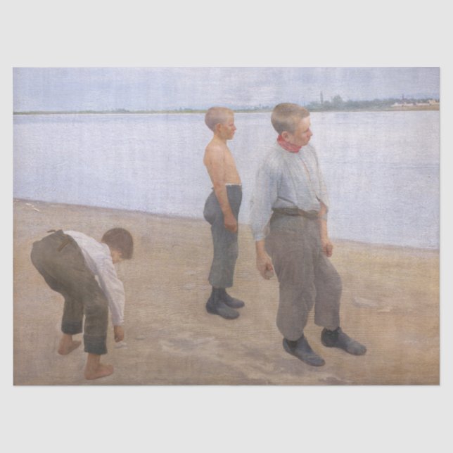 Károly Ferenczy - Boys Throwing Pebbles Tissue Paper (Front)