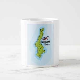 Karpathos Greek Map Illustrated travel poster Giant Coffee Mug