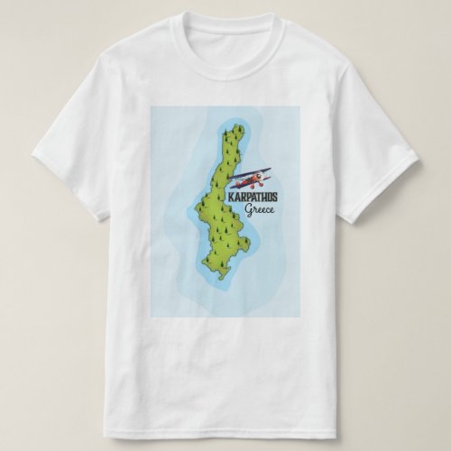 Karpathos Greek Map Illustrated travel poster T_Shirt