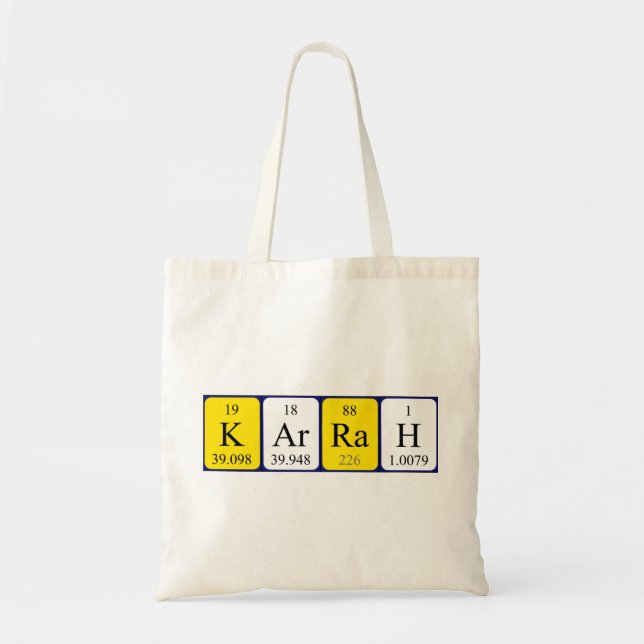 Karrah periodic table name tote bag (Front)