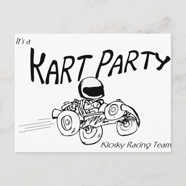 Kart Party Black Logo Invitation Postcard (Front)