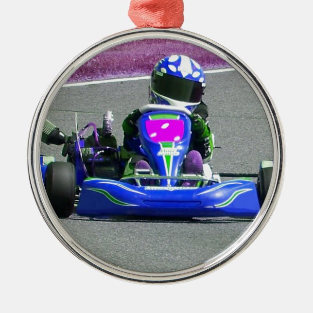 Kart Racer Inverted Color Metal Ornament (Front)
