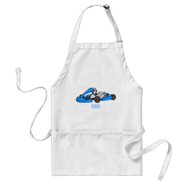 Kart racing cartoon illustration  adult apron (Front)