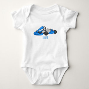Kart racing cartoon illustration  baby bodysuit