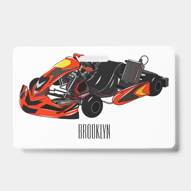 Kart racing cartoon illustration badge (Front)