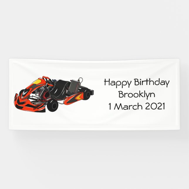 Kart racing cartoon illustration banner (Horizontal)