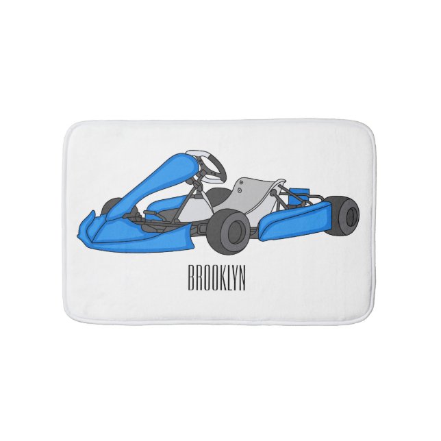 Kart racing cartoon illustration bath mat (Front)