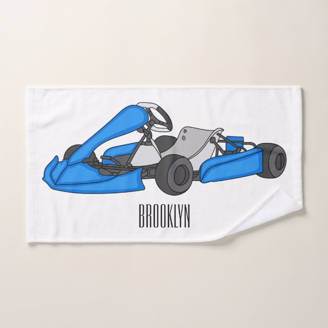 Kart racing cartoon illustration bath towel set (Hand Towel)