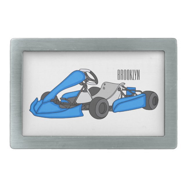 Kart racing cartoon illustration belt buckle (Front)