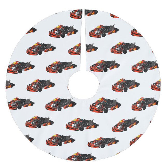 Kart racing cartoon illustration brushed polyester tree skirt (Front)