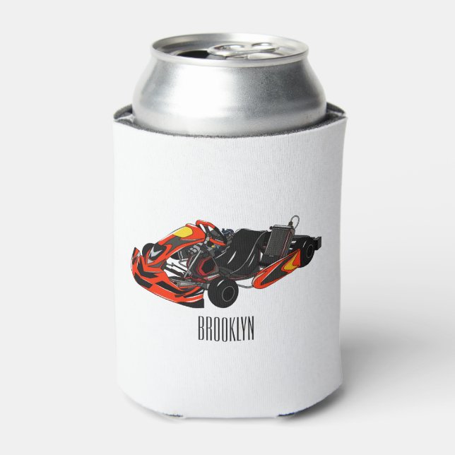 Kart racing cartoon illustration can cooler (Can Front)