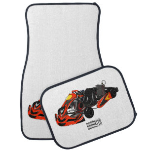 Kart racing cartoon illustration car floor mat