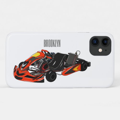 Kart racing cartoon illustration iPhone 11 case