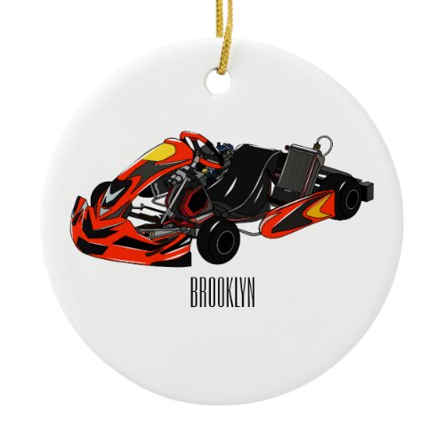Kart racing cartoon illustration ceramic ornament