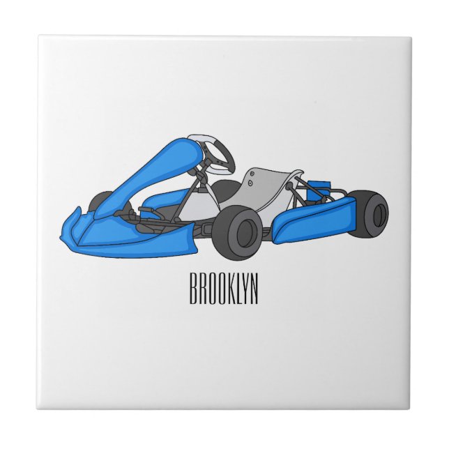 Kart racing cartoon illustration  ceramic tile (Front)