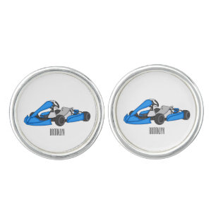 Kart racing cartoon illustration  cufflinks