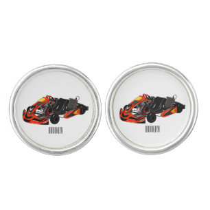 Kart racing cartoon illustration cufflinks