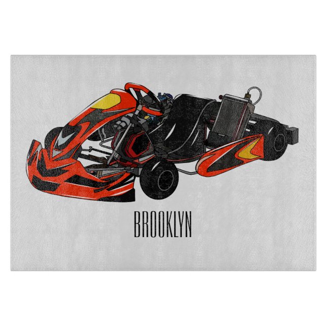 Kart racing cartoon illustration cutting board (Front)