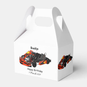 Kart racing cartoon illustration favor boxes
