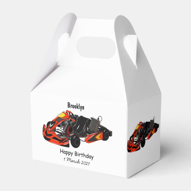 Kart racing cartoon illustration favor boxes (Front Side)