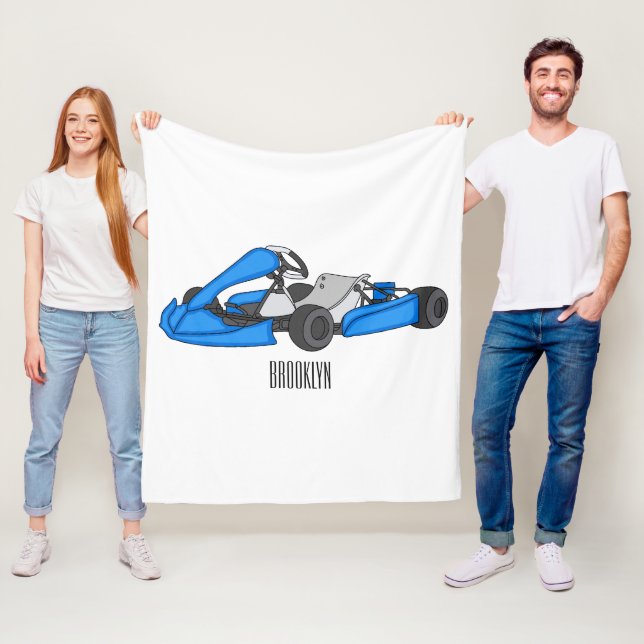 Kart racing cartoon illustration  fleece blanket (In Situ)