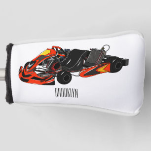 Kart racing cartoon illustration golf head cover