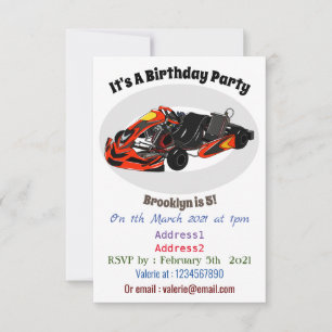 Kart racing cartoon illustration invitation