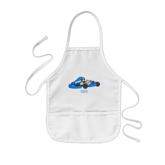 Kart racing cartoon illustration kids' apron (Front)
