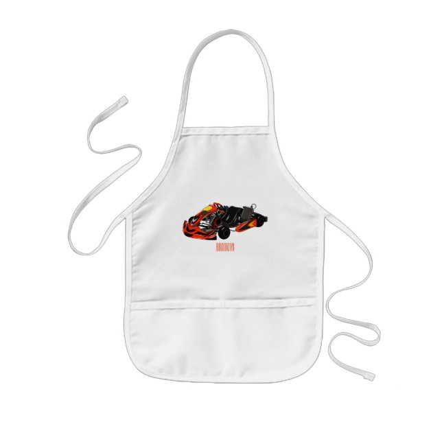 Kart racing cartoon illustration kids' apron (Front)