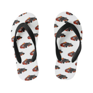 Kart racing cartoon illustration kid's flip flops
